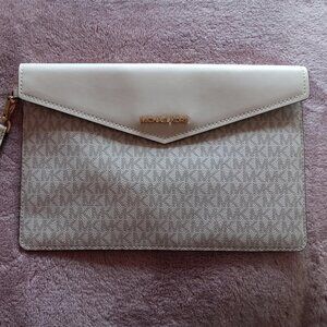 Michael Kors Envelope Clutch Purse - Cream Leather